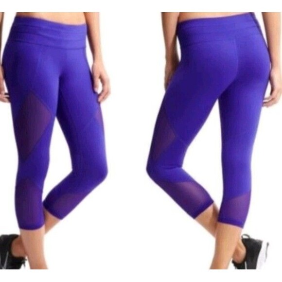 Athleta Brilliant Blue Sonar Mesh Crop Leggings BRILLIANT BLUE Small - Picture 1 of 2